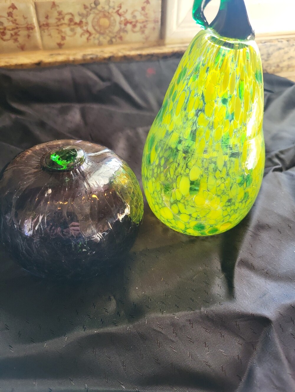 Handblown Green and Yellow Art Glass Vase - Home Art